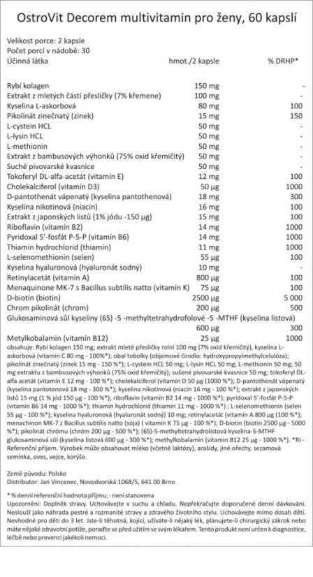 OstroVit Decorem multivitamin pro ženy