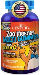 Zoo Friends gumový multivitamin pro děti, Plus Extra C, 60 gumáků