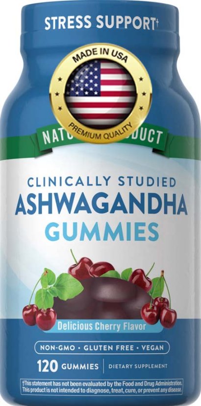 Gumová ASHWAGANDHA KSM-66 300 mg, 120 gumáků, lahodná třešeň