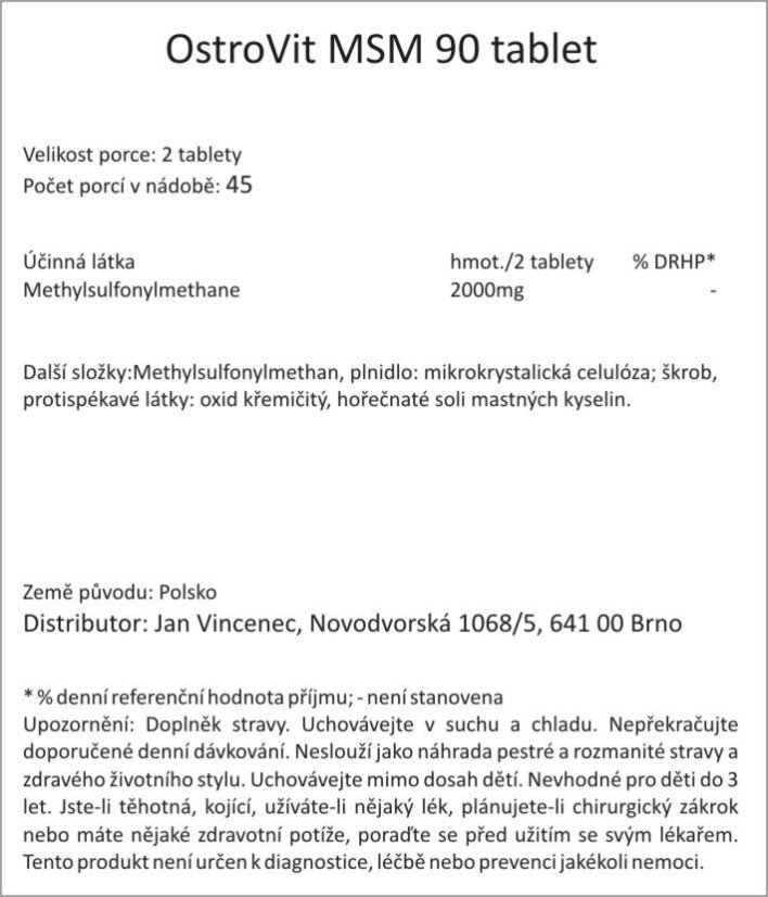 OstroVit MSM 90 tablet
