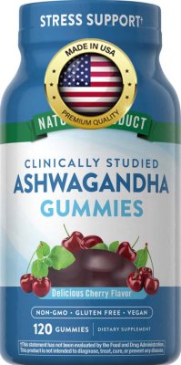 Gumová ASHWAGANDHA KSM-66 300 mg, 120 gumáků, lahodná třešeň
