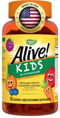 Alive! gumový multivitamin pro děti s ovocem a zeleninou, 60 gumáků