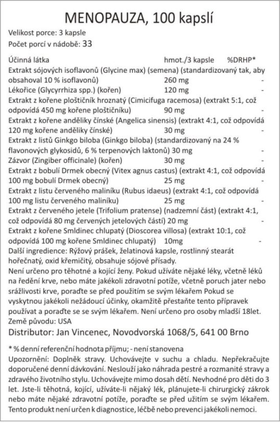 Bylinná směs KLIMAKTERIUM, ploštičník, andělika čínská, ginkgo biloba, zázvor, drmek obecný, smldinec, červený jetel, maliník