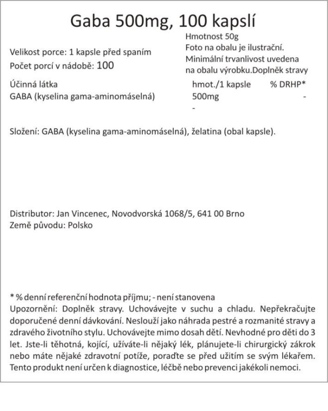 Gaba 500mg, 100 kapslí