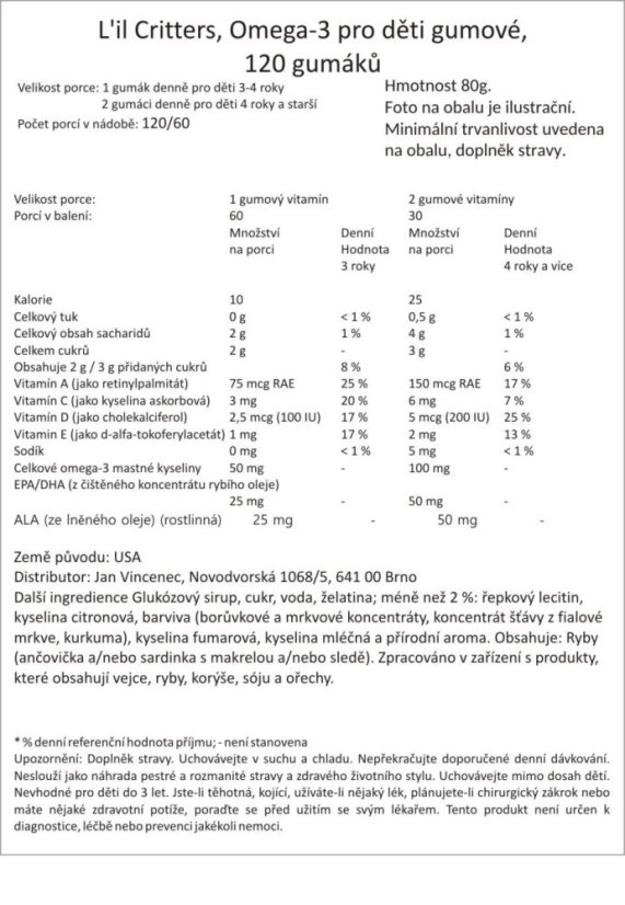 Omega-3 pro děti gumové, 120 gumáků, velké balení