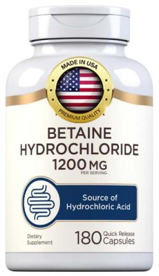 Betain HCL + pepsin a zázvor, 1000 mg, 250 kapslí