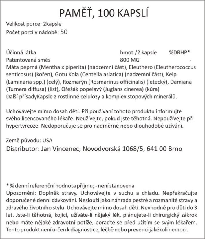 Bylinná směs PAMĚŤ