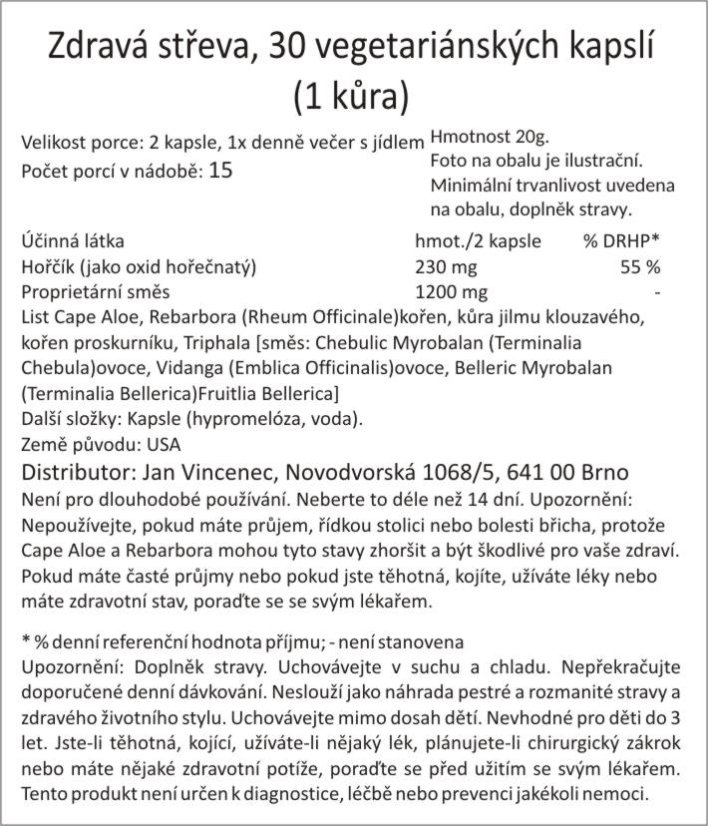 Kúra ZDRAVÁ STŘEVA, ZÁCPA, 30 vegetariánských kapslí (1kúra)