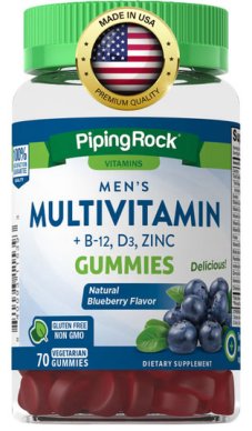 Gumový multivitamin pro muže (přírodní borůvka) + D3, B12 a zinek, 70 gumáků