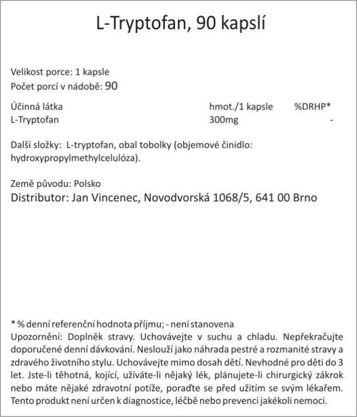OstroVit L-Tryptofan VEGE 90 kapslí.