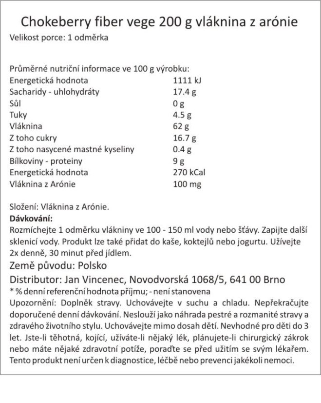Ostrovit Chokeberry fiber vege 200 g vláknina z arónie