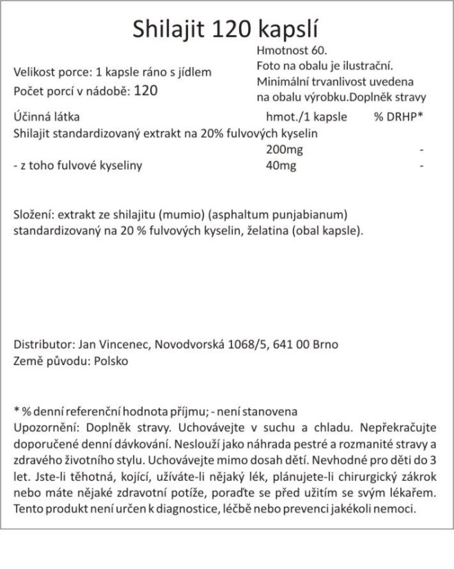 Shilajit / Mumio, 120 kapslí, silný extrakt