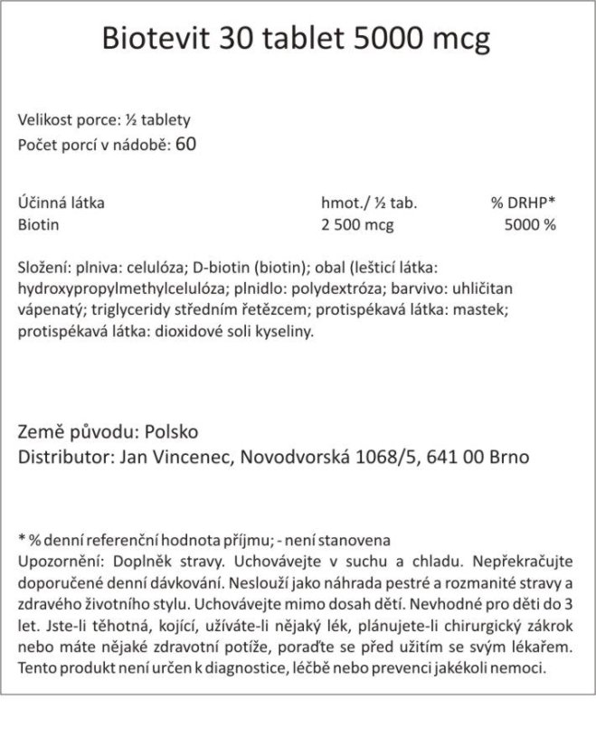 Biotin Biotevit tablety 60 dávek