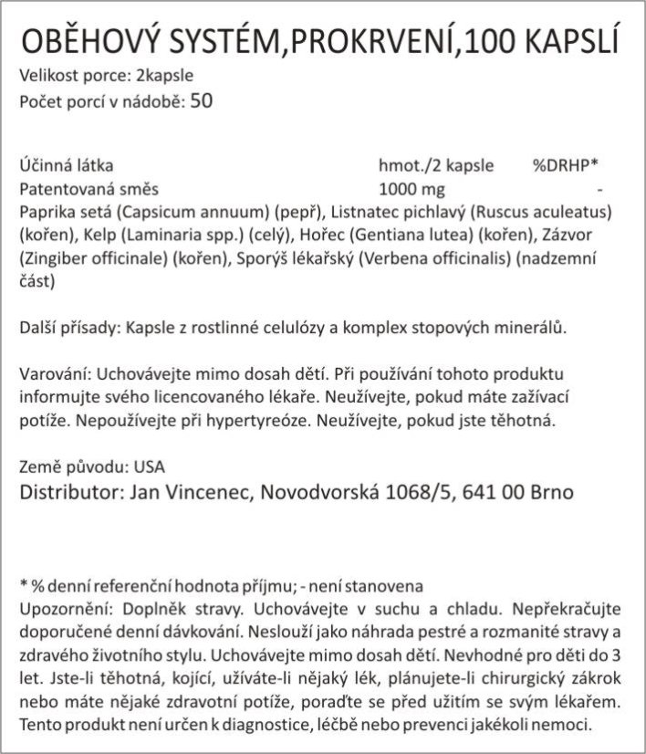 Bylinná směs OBĚHOVÝ SYSTÉM, PROKRVENÍ