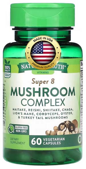 Reishi, Cordyceps, Chaga, Lion’s Mane, Shiitake, Maitake, Hlíva,  60 vegetariánských kapslí